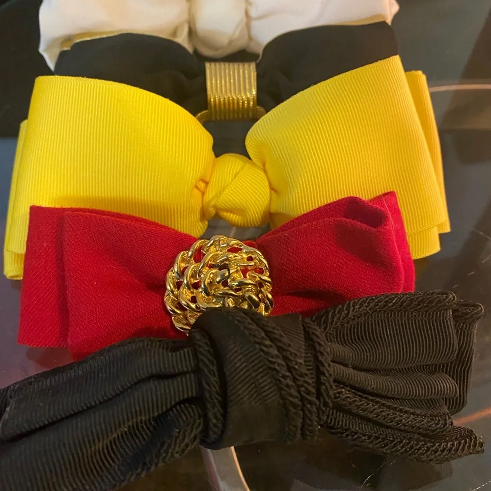 Talbots Hair Accessory Bundle 5pc Bows Clips Barrettes Red Black Gold White